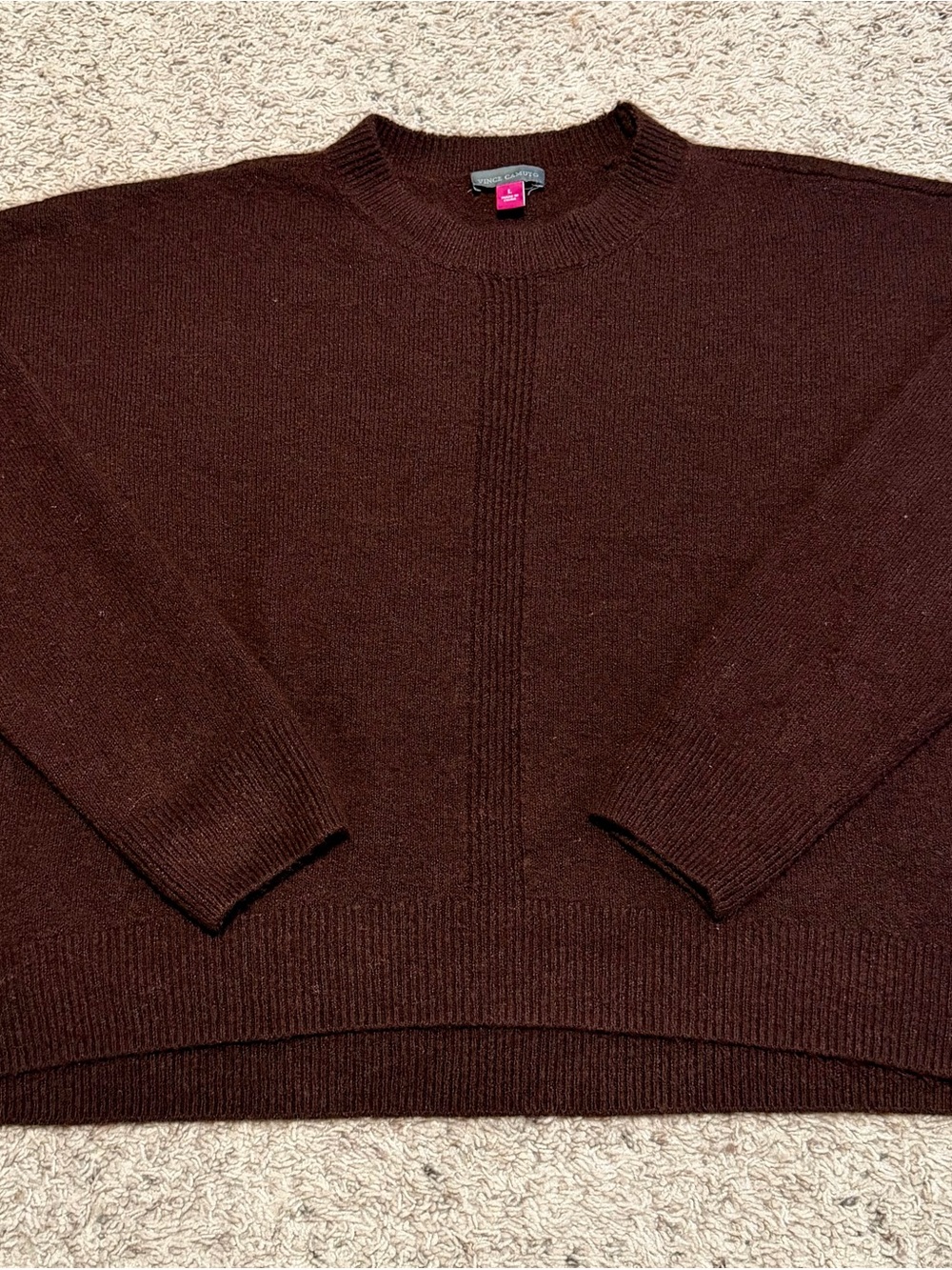 Vince Camuto Maroon Ribbed Crewneck Sweater Size L